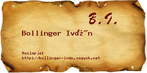 Bollinger Iván névjegykártya